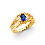 14K Two-Tone Gold Oval Blue Pavé Men's Ring