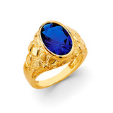 14K Yellow Gold Oval Blue Bombé Men's Ring