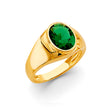 14K Yellow Gold Oval Green Men's Ring