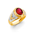 14K Two-Tone Gold Oval Red Milgrain Men's Ring