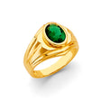 14K Yellow Gold Oval Green Ribbed Men's Ring