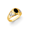 14K Two-Tone Gold Oval Black Men's Ring