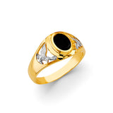 14K Two-Tone Gold Oval Black Men's Ring
