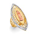 14K Tricolor Gold Our Lady of Guadalupe Marquise Ring