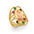 14K Two-Tone Gold Multicolor Stone Scroll Guadalupe Ring