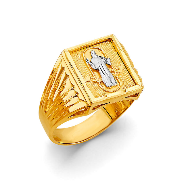 14K Two-Tone Gold Santa Muerte Signet Ring