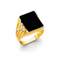 14K Yellow Gold Onyx Men's Ring on White Background