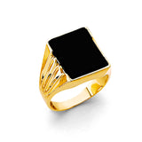 14K Yellow Gold Onyx Men's Ring on White Background