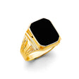 14K Yellow Gold Octagonal Onyx Men's Ring on White Background