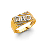 14K Two-Tone Gold Dad Men's Ring on White Background