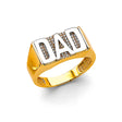 14K Two-Tone Gold Bold Dad Men's Ring on White Background