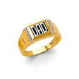 14K Two-Tone Gold Enamel Dad Men's Ring on White Background