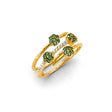 14K Yellow Gold Green Flower Cluster Ring on White Background