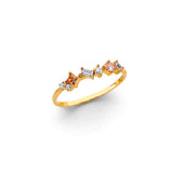 14K Yellow Gold Multicolor Petite Ring on White Background