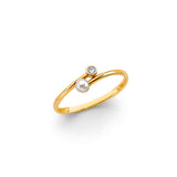 14K Yellow Gold Pearl and Bezel Accent Bypass Ring on White Background