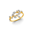 14K Two-Tone Gold Leaf Ring on White Background