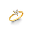 14K Yellow Gold Marquise Petal Flower Ring on White Background