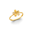 14K Yellow Gold Satin and Filigree Petal Flower Ring on White Background