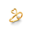 14K Yellow Gold Freeform Open Heart Swirl Ring on White Background
