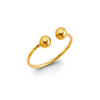 14K Yellow Gold Double-Ball Cuff Adjustable Ring on White Background