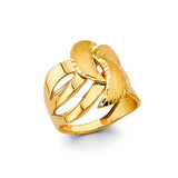 14K Yellow Gold Woven Dome Ring on White Background