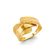 14K Yellow Gold Wave Bypass Ring on White Background