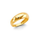 14K Yellow Gold Polished Dome Ring on White Background