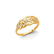 14K Yellow Gold Flat Love Knot Ring on White Background