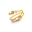 14K Yellow Gold Musical Note Line Ring on White Background