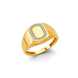 14K Two-Tone Gold Rectangular Halo Signet Men's Ring on White Background