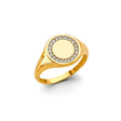 14K Two-Tone Gold Round Halo Signet Men's Ring on White Background