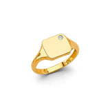 14K Yellow Gold Petite Signet Men's Ring on White Background