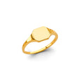 14K Yellow Gold Petite Square Signet Men's Ring on White Background