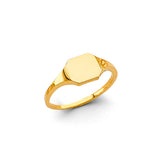 14K Yellow Gold Petite Square Signet Men's Ring on White Background