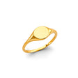 14K Yellow Gold Petite Oval Signet Men's Ring on White Background