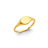 14K Yellow Gold Petite Oval Signet Men's Ring on White Background