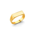 14K Yellow Gold Petite Bar Signet Men's Ring on White Background