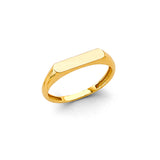 14K Yellow Gold Petite Elongated Bar Signet Men's Ring on White Background