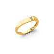14K Yellow Gold Petite Diagonal-Accent Signet Men's Ring on White Background
