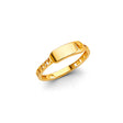 14K Yellow Gold Polished Id Bar Ring on White Background