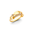 14K Yellow Gold Two-Line Id Bar Pave Cubic Zirconia Ring on White Background