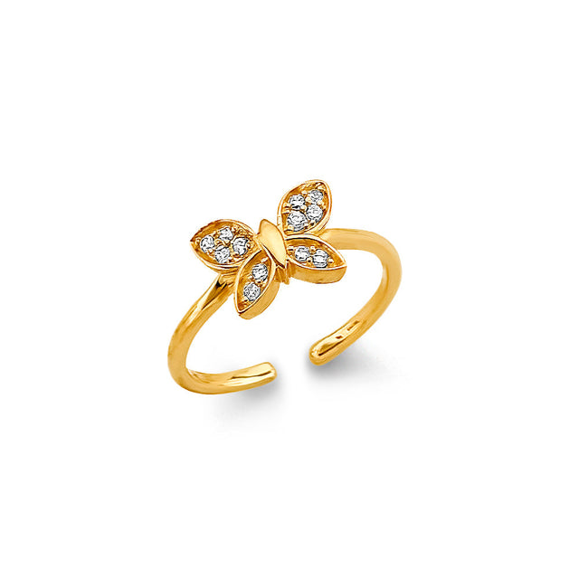 14K Two-Tone Gold Butterfly Toe Ring