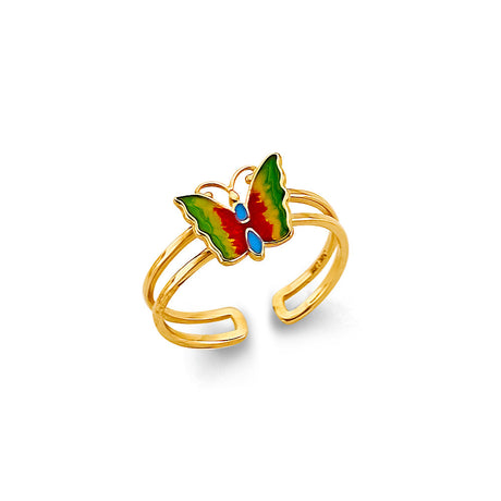 14K Yellow Gold Colored Butterfly Toe Ring