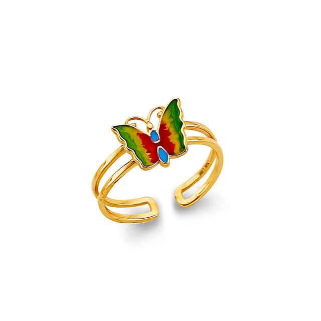 14K Yellow Gold Colored Butterfly Toe Ring