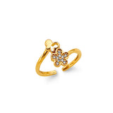 14K Two-Tone Gold Flower Toe Ring