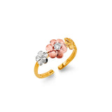 14K Tricolor Gold Flower Toe Ring