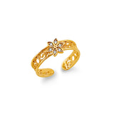 14K Two-Tone Gold Flower Toe Ring