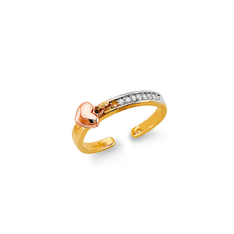 14K Two-Tone Gold Heart Toe Ring