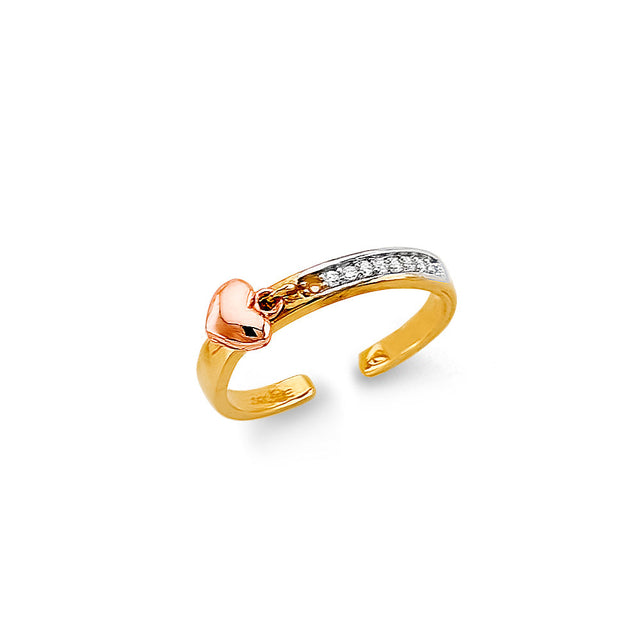 14K Two-Tone Gold Heart Toe Ring
