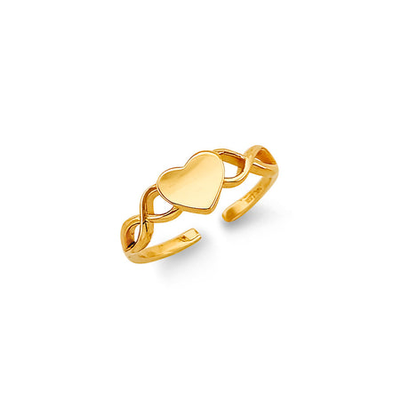 14K Yellow Gold Heart Toe Ring